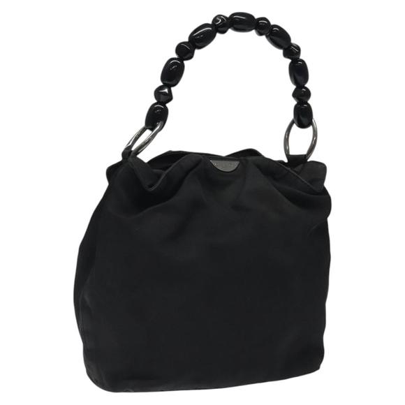 Christian Dior Maris Pearl Hand Bag Nylon Black Auth bs24098